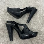 Linea Paolo Size 8 Black Patent Strappy Chunky Heel Open Toe Sandals Photo 4