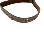 EXPRESS Y2K genuine leather belt brown and silver beaded with rhinestones Sz 8 Photo 2