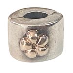 Pandora Authentic Sterling Silver & Gold Flower Clip Lock Charm Bracelet Bead Photo 0