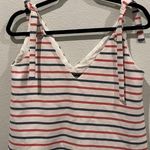 ZARA  V-Neck Striped Red Blue Antique White Tie Blouse Photo 0