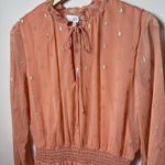 NSR Dress Peach Gold Metallic Swiss Dot Ruffle Chiffon Peasant Medium Bo… Orange Photo 6