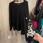 Alfani Cute black oversized sweater 3d floral sleeve appliqué beaded detail whimsigoth Photo 7