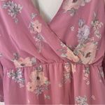 As You Wish AS U WISH Junior’s Mauve Pink Floral 3/4 Sleeve Tie Back Surplice Mini Dress Photo 5