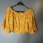 Floral Off Shoulder Crop Top Yellow Women’s XL Boho Blouse Photo 3