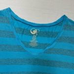 OP Striped V-neck T-shirt Size XL 15-17 blue gray stripes Y2K short sleeve tee Photo 1