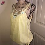 Free People Vintage  Boho Floral Crochet Yellow & Blue Tank Top Size Small Photo 3