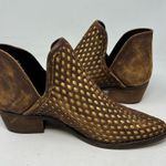 Musse & Cloud  pointy toe booties leather brown gold lazer cut western size US 8 Photo 4