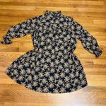 SheIn Women’s 1XL Black Brown Floral Ruffle Mock Neck Long Sleeve Babydoll Dress Photo 0