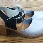 Mary Janes Wood and Leather Black Beige Size 7.5 Photo 1