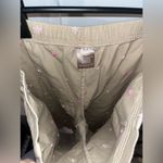 White Stag Khaki Crop Below-The-Knee Embroidery Y2K Pink Flower CapriPants Size8 Photo 12