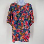 Christopher & Banks CJ‎ Banks Womens Top Tropical Floral Tropicana Blouse XL Short sleeve textured Photo 13