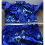 Vintage Cheongsam Long Blue Floral Stone Dress Women’s Sz S Blue Flower Pattern Photo 7