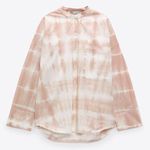 ZARA Dusty Pink Tie Dye Button Up Long Sleeve Shirt Photo 14