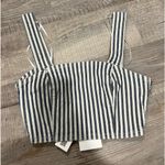 ZARA Blue Denim and White Striped Crop Bodice Tank Top Photo 1