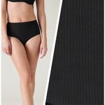Athleta NWT Womens Black Rib #823854 Ribbed High Waist Swim Bikini Bottoms Sz M Photo 0