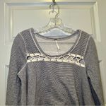 Free People Blue Striped Knit Lacey Love Pullover Sweater Top size S Photo 5