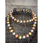 Very Rare Vintage Silver Copper & Brass Native Pearls Single Strand Necklace Gold Photo 0