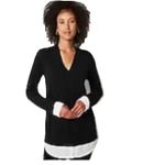 J Jill Mixed 2X Media Layered Sweater Black Cream Photo 1
