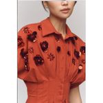 Anthropologie  Exquise The Tobie Button-Front Pleated Shirt Dress Sequin Mini Photo 3