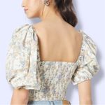 Abercrombie & Fitch floral patterned puff sleeve top with circle cut out Photo 2