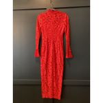 Alexis  Red Fala Lace Sheath long sleeve cocktail formal Midi dress S Photo 2