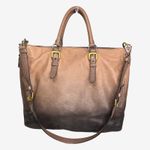 Prada  Ombre Leather Tote Bag Brown Gradient Large Satchel Shoulder Bag Photo 4