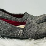 Toms Womens 7.5 Black White Tweed Classic Slip On Shoes Fur inserts Photo 0