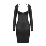 House Of CB NWT Grazia in Black Disco Satin Corset Fitted Mini Dress S Plus Cup Photo 2