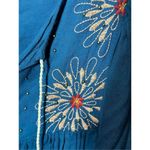 Umgee bright teal embroidered mini dress sz L Photo 6