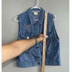 Vintage 90’s Denim Jean Western Vest Woman’s Sz S By M.E.Z.A Turquoise Beaded Blue Photo 7