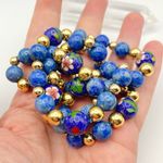 Vintage Estate 14K Gold Beaded Necklace With BLUE Lapis Lazuli & Cloisonne Beads Photo 3