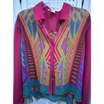 Flying Tomato  Womens Geometric Print Button Up Long Sleeve Blouse Top Size L Photo 1