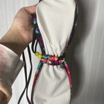 Hobie  Padded Halter Beaded Watercolor Tie Back Bikini Swim Top XL Black Pink Photo 9