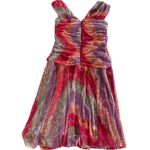 London Times  Dress Womens 8 Purple Orange Pink Green Tie‎ Dye Ruched Mini Photo 1