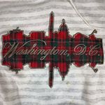 Vtg Washington D.C. Plaid Skyline Hoodie Stripe Lined Hood Made in USA Womens XL Gray Photo 3