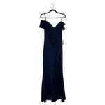 XScape NWT  Ruffle Off The Shoulder Scuba Gown Women's Navy Size 16 Photo 1