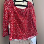 Bar III Floral Red Women's Top Photo 1