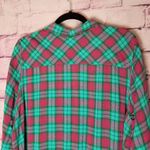 KAVU  PINK GREEN PLAID CHECK HI LOW POPOVER TUNIC LONG LINE BLOUSE XL Photo 8