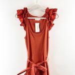 Nation Ltd Everly Frilly Ruffle Strap Tiered Cotton Midi Dress Cayene Red Small Photo 4