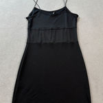 H&M Divided Mini Dress S Black Spaghetti Strap Sheer Panel Detail Slip Short Photo 0
