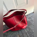 Andrea Red Faux Leather Tote Bag Snake Print Strap & Pouch – NWOT Photo 2