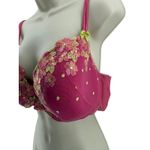 Cacique  Pink Orange Green Floral Embroidered Lined Cups 42D Bra Photo 1