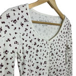 Aeropostale Long Sleeve Floral Button-Front Crop Top in White/Red Size XS Photo 6