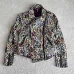 Free People Women's  Size 10 Floral Tapestry Moto Jacket Full Zip Photo 0