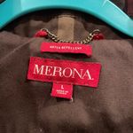 Merona Brown/Maroon Plaid Trench Coat Photo 2