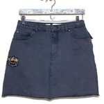 Junk food skirt Def Leppard skirt NWT rock gray jean denim patchwork festival Photo 0