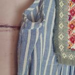 Entro  NAVY WHITE STRIPED EMBROIDERED TASSEL LONG LINE DRESS SWIM COVER SMALL Photo 6