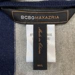 BCBGMAXAZRIA Navy & gray striped silk cashmere quiet luxury cardigan sweater office Photo 3