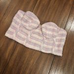 ZARA  Plaid Tweed Corset Crop Bandeau Top, pink cotton blend Sz xs Photo 1