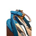 Prada  Teal Patent Leather Cork Heels Sz. 38 (US 7) Photo 3